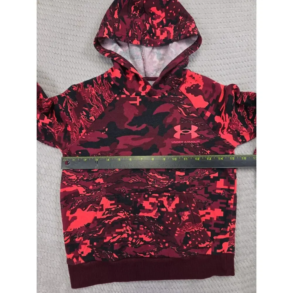 Under Armour Sweatshirt Boys Youth XS Red Camo Hooded Pullover